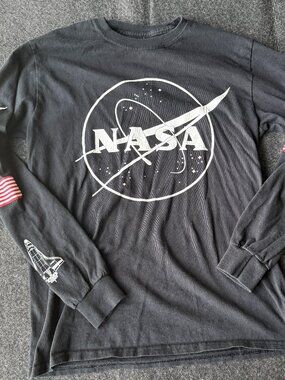 NASA Long Sleeve Tee Neon Riot Small Black Graphic Shirt